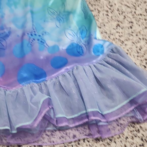 Toddler Girls Disney Princess Nightgown Arial Aqua and Lavender Dress - Picture 3 of 6